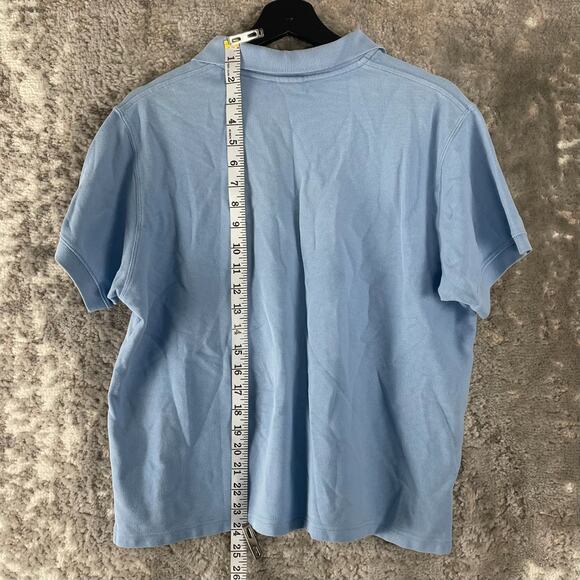 LL Bean Size L Minimalist Casual Polo Top Blue Short Sleeve Collar Button - Picture 5 of 10